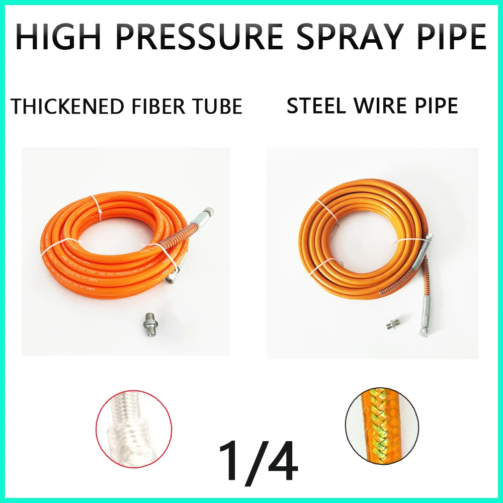 

Orange 1/4 Double-Layer Fiber Pipe Steel Wire Pipe Explosion-Proof Flexible High-Pressure Airless Spray Paint Pipe