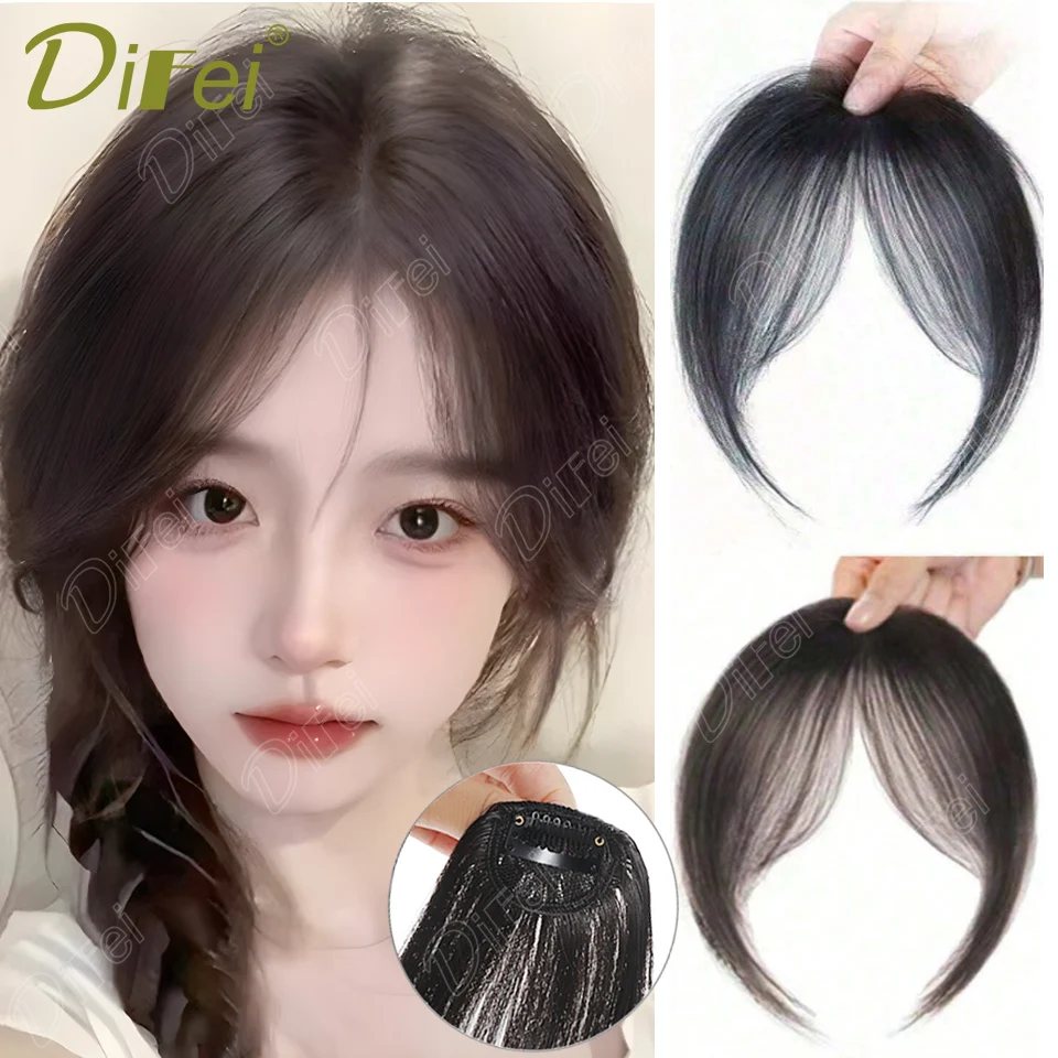 DIFEI Synthetic Bangs Wig Female 3D Invisible Light Air Bangs Natural Fluffy Thin Straight Hair Bangs Wig