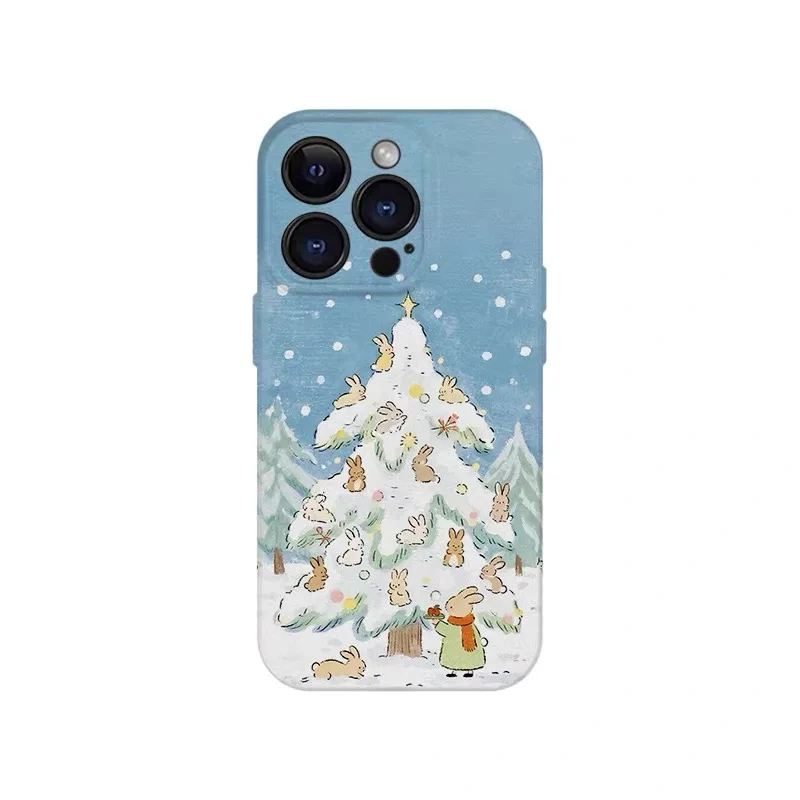 

Ins Blue Christmas Bunny Phone Case for IPHONE 17 Air 16E 15 PROMAX 14 Plus 13 12 MINI 11 PRO 16Plus XR XS Acrylic Phone Cover