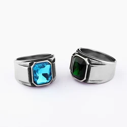 Good Polished 2024 New 316L Stainless Steel Green Zircon Ring For Man Women Fashion Jewelry For Man Women Wedding&Couple Gift