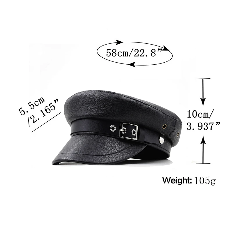 Casual Military Caps Woman Pu Beret Flat Hats Captain Cap Trucker Vintage Black Sport Girl Bone Male Women\'s Hip hop hat