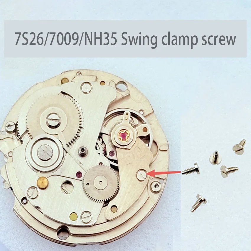 ملحق الساعة 7009 برغي لوحة المشبك المتأرجح 7s26NH35 NH36 حركة عالمية برغي لوحة المشبك العلوي