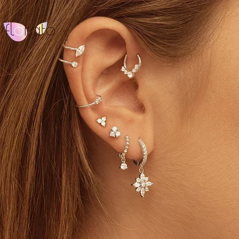 Pendientes de aro con colgante de circonita blanca elegante con aguja de Plata de Ley 925 para mujer, pendientes de oro de 18K con forma de gota de agua de lujo, joyería INS