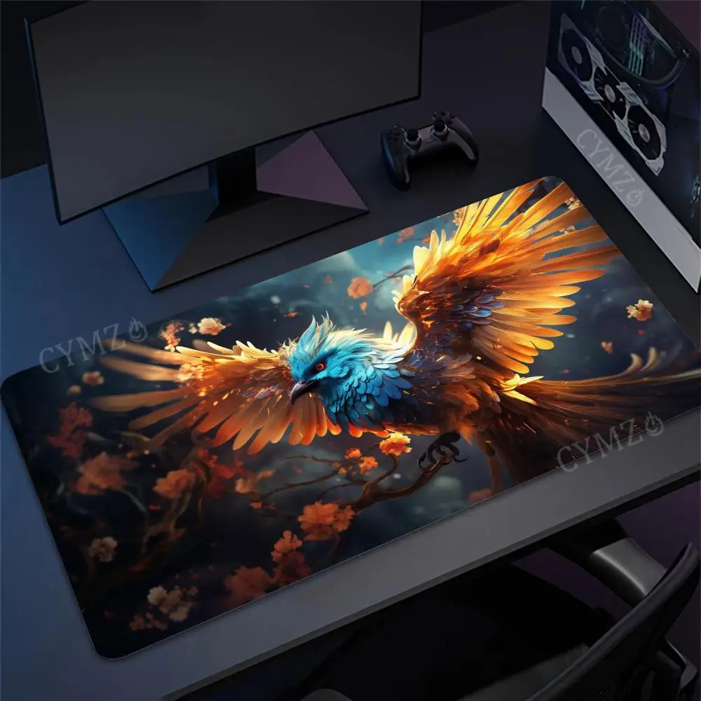 Alfombrilla grande para ratón con diseño de pájaro divino de fantasía, alfombrilla de escritorio para juegos, antideslizante, duradera, accesorios para oficinas, alfombrilla para teclado y ratón