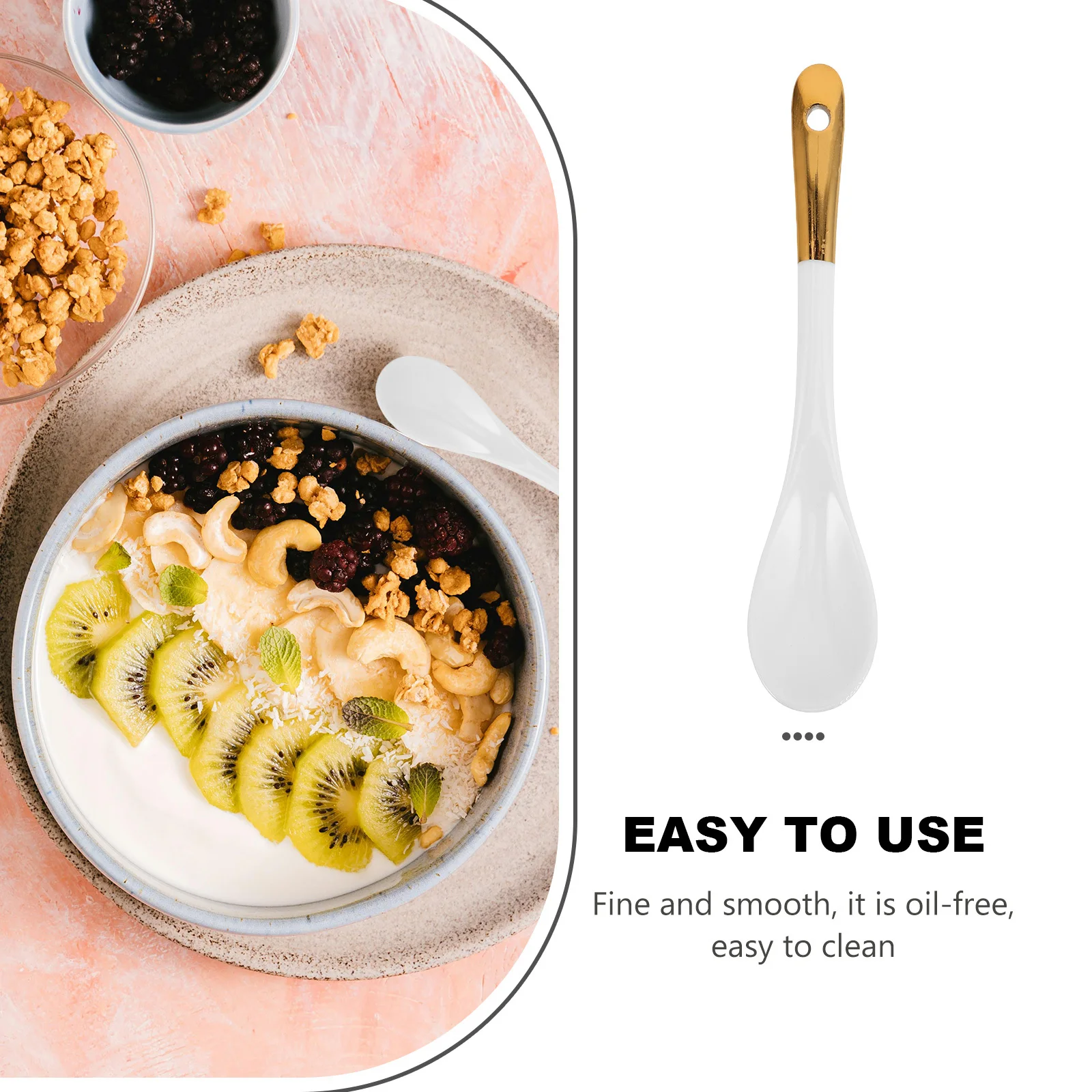 ملعقة قهوة سيراميك فاخرة مع حافة ذهبية على الطراز الأوروبي أنيقة مثالية لملعقة سيراميك لحلويات الشاي والقهوة