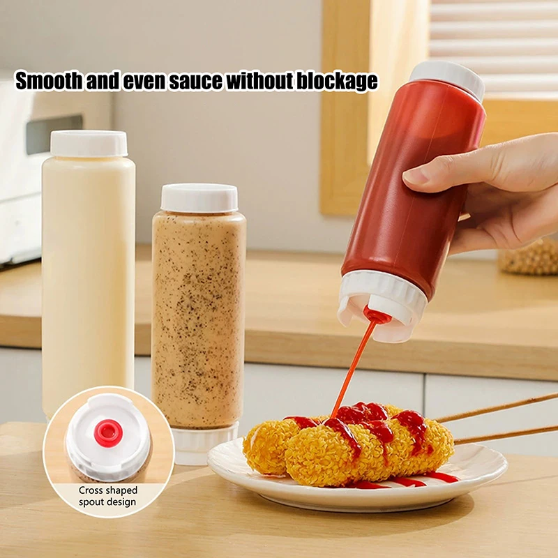 500 مللي موزع الصلصة سعة كبيرة مزدوجة رئيس زجاحة ضغط زجاجة زيت زيتون موزع زجاجة تخزين أواني المطبخ #1
