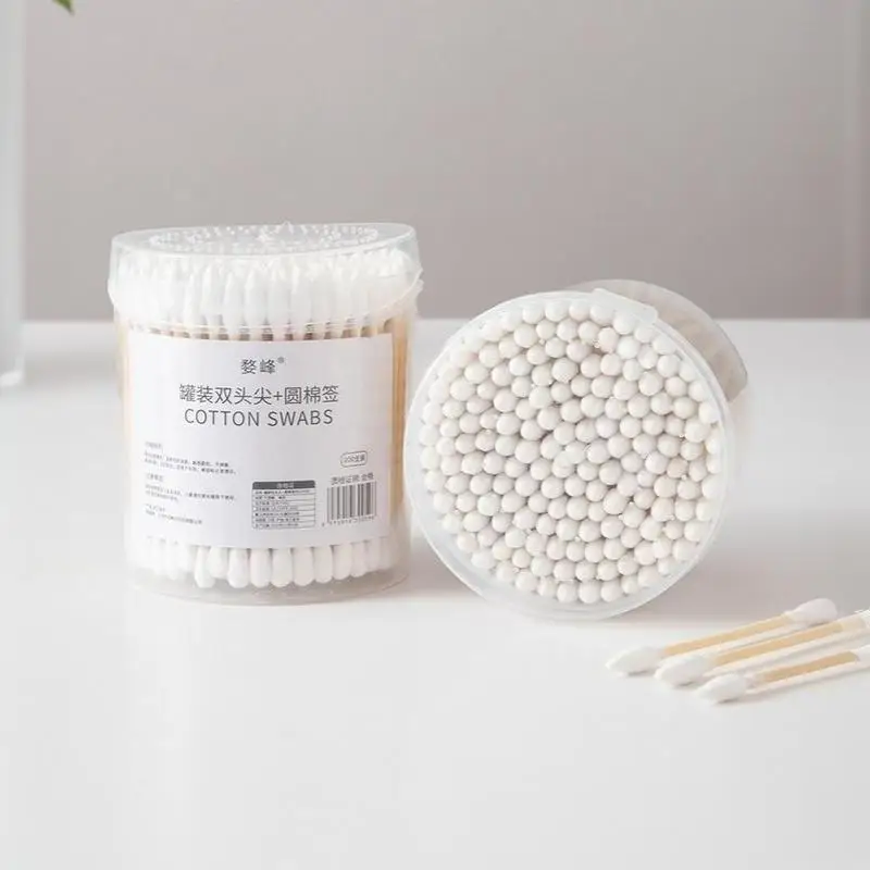 200Pcs Double-headed Disposable Cotton Swabs with Portable Storage Case for Travel Home Makeup Application