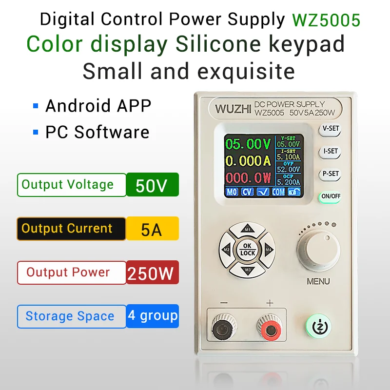 WZ5005 250W CNC Buck DC Power Supply In:6-55V Out:0-50V 5A Adjustable Step-Down Regulated Laboratory Converter Module WIFI 485