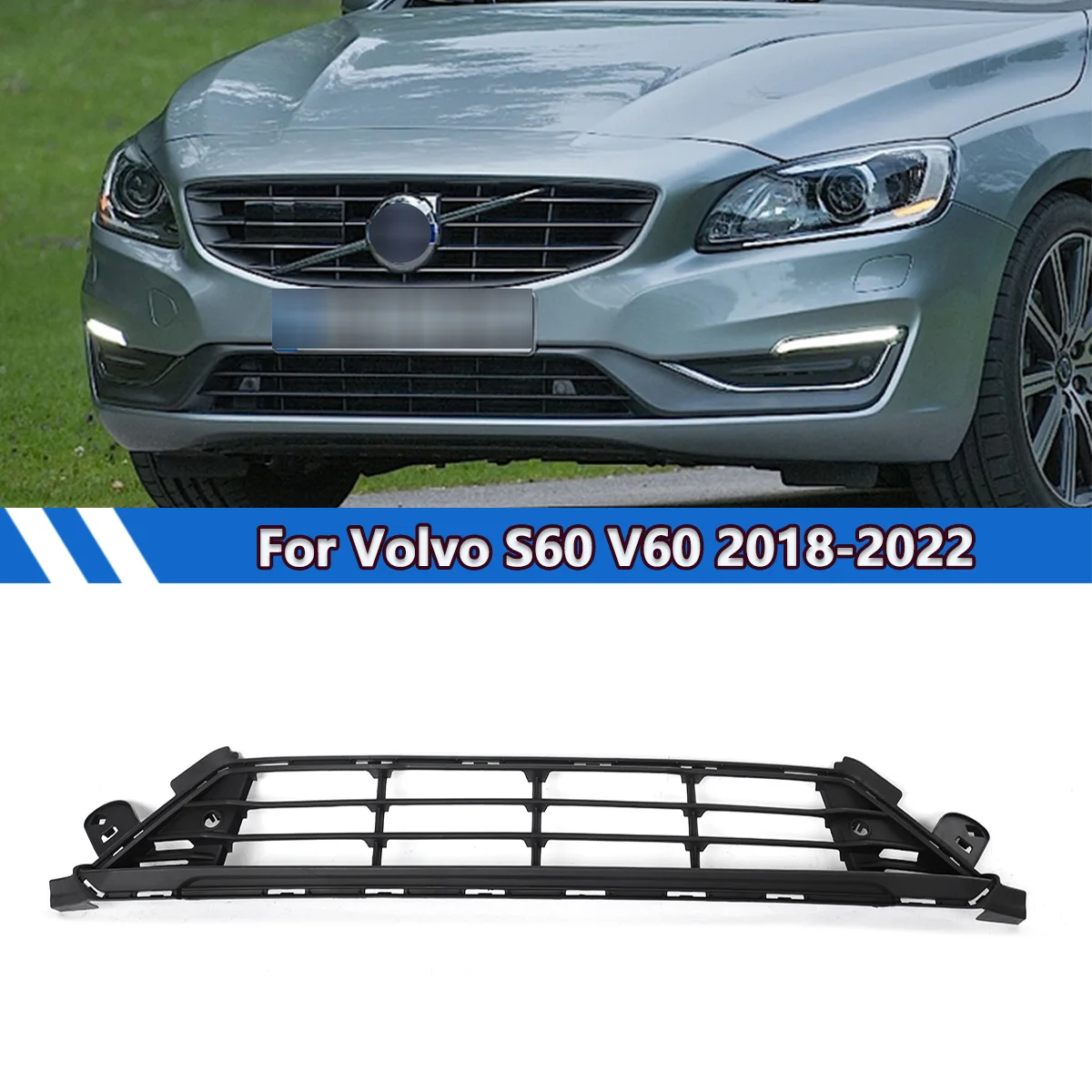

Front Bumper Lower Grille Grill for Volvo S60 V60 2018-2022 31688372 316883727 Low Centre Grill Mesh