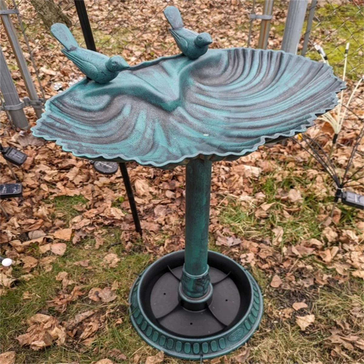 

Dark green bird bath feeder with flowerpot base hummingbird Feeder automatic feeders feeding & watering supplies birds