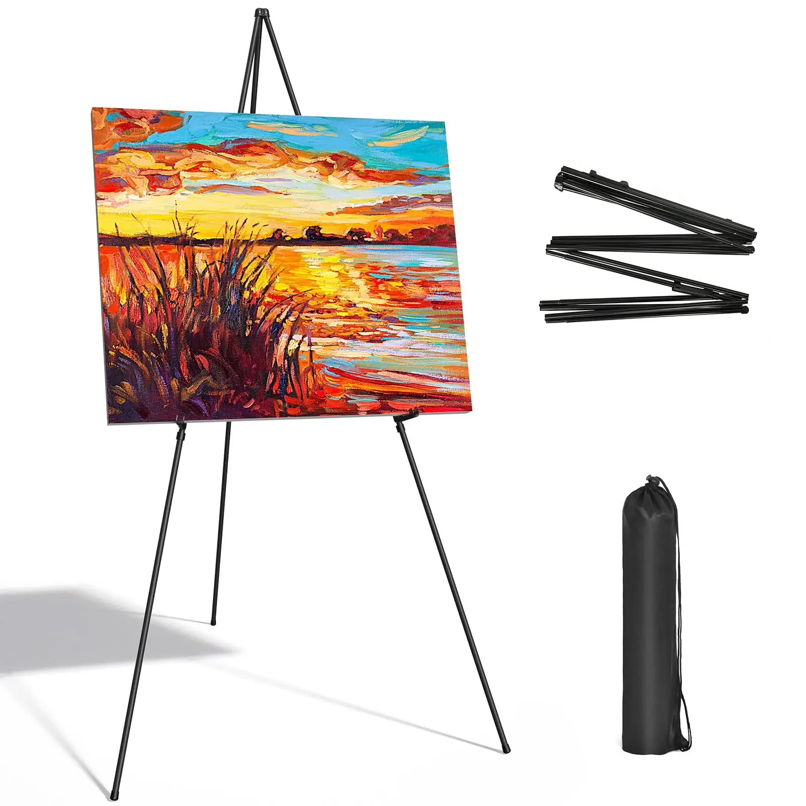 

Portable Floor Easel, 63" Instant Tripod Folding Metal Stand for Poster Display & Art Show