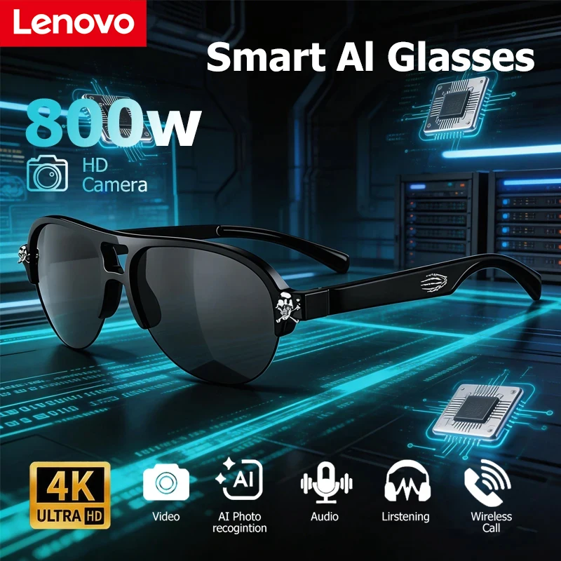 

Lenovo 2026 Bluetooth AI Smart Glasses for Driving Navigation HD UV Protection Sports Glasses with WiFi & Long Battery Life