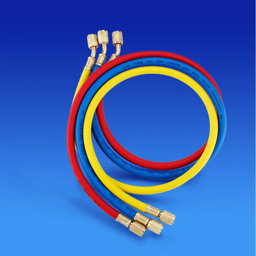 36 Inch Blue Air Conditioner Charging Hose Ac Hvac Refrigerant R22 R404 R502 R134a Rubber Tube Oil Resistant 600Psi Burst
