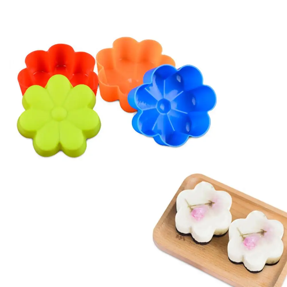 

6pcs Silicone Muffin Cup Flower Design Liners Baking Cups Reusable Non-Stick Cupcake Maker Mould Cup (Random Color)