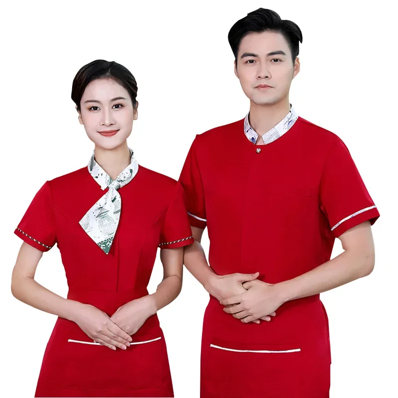 Custom Work Uniforms Embroidery Professional Factory Hotel Restaurant Waiter Workwear Cafe Shop Bakery Uniform Men And Women