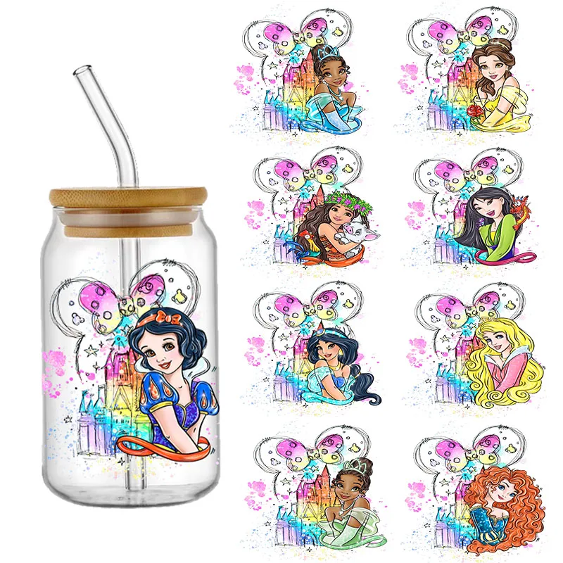 Stiker Transfer Dtf Uv 16oz kustom tahan air Diy untuk botol kaca bungkus 16OZ tahan suhu tinggi