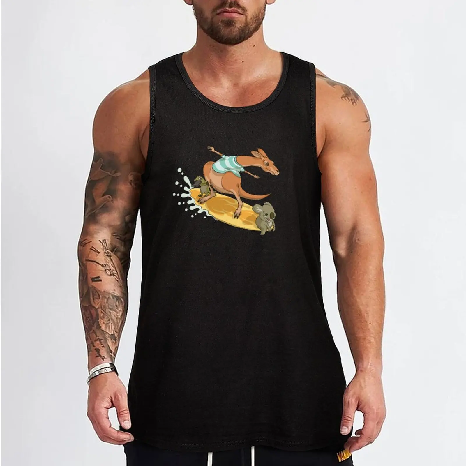 Surfing kangaroo and friends Tank Top bodybuilding for men training weight vest sleeveless shirts