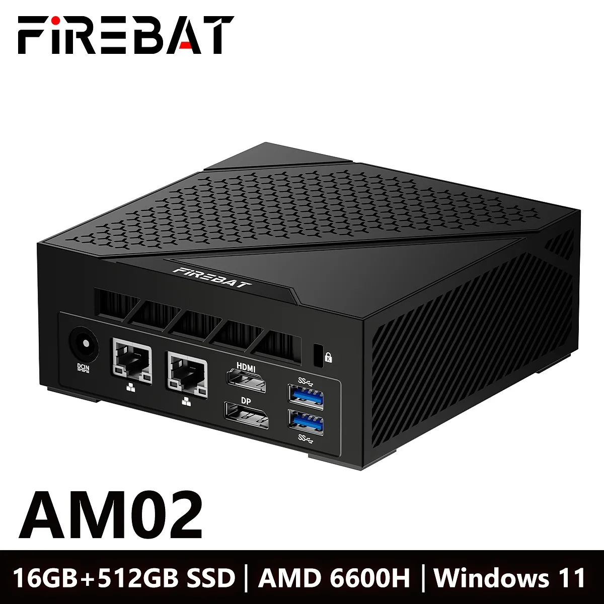 FIREBAT AM02 PC MINI AMD Ryzen 5 6600H DDR5 16GB RAM 512GB SSD WIFI6 BT5.2 komputer Desktop MINI-PC portabel