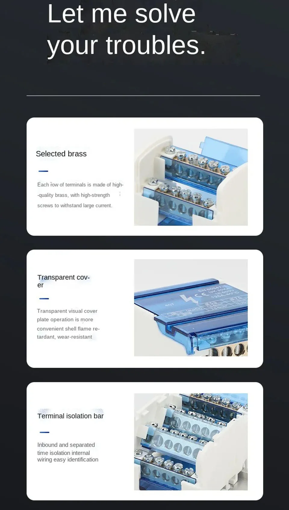 Din Rail Klemmen block nhc01 Serie Strom verteiler kasten Anschluss dose//Modulares Nulllinien-Neutral kupfer – Detail 5