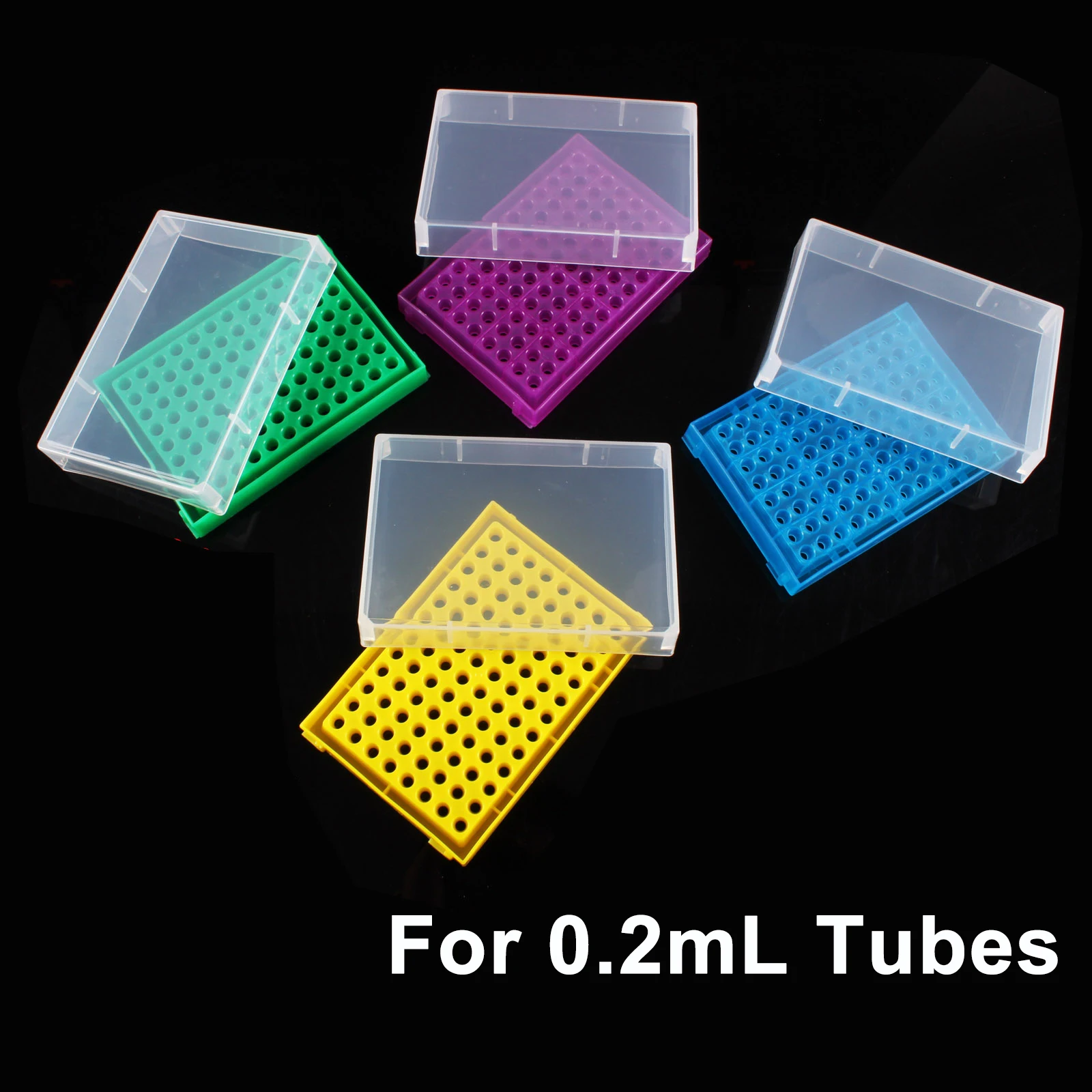 0.2ml PCR Tube Rack Centrifuge Tube Box With Transparent Lid , 96-Well ,3pcs