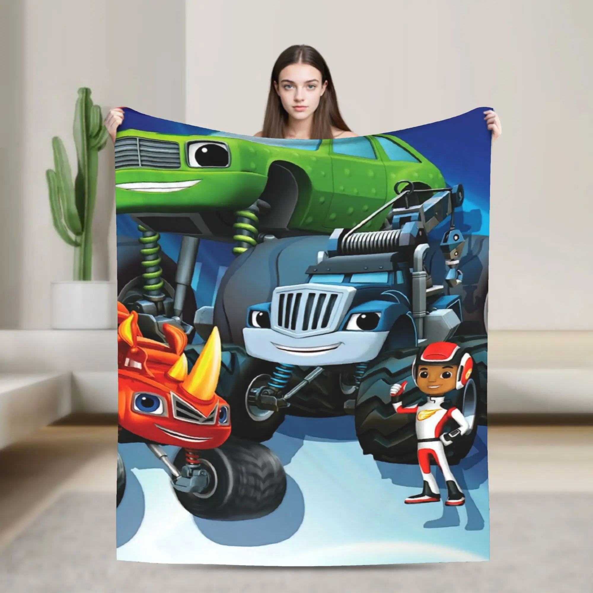 Blaze and the Monster M-Machines  Flannel Blankets  Soft Throw Blanket for Living Room Picnic  Trend Bedspread Sofa Bed Cover