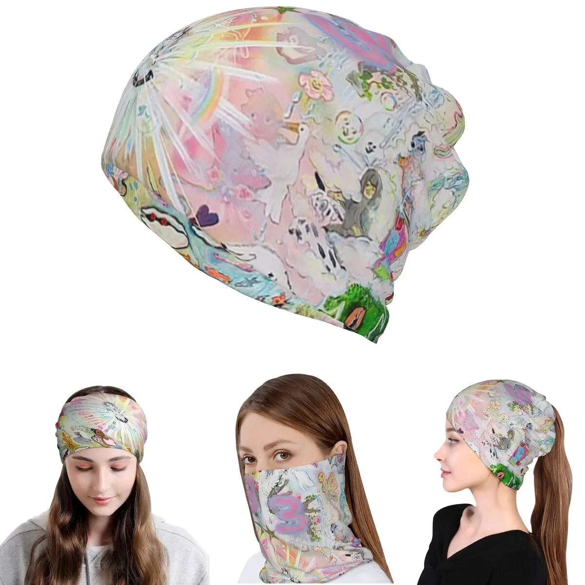 Drain Gang Bladee 333 Album Cov Bandana Neck Cover Mask Scarf Multifunction Headwear Beanies Hat Unisex Adult Windproof