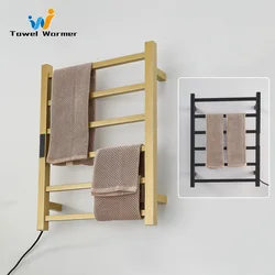 Portasciugamani riscaldato elettrico con controllo intelligente della temperatura da bagno Scaldasalviette in acciaio inossidabile dorato Portasciugamani per asciugatura nascosta/esposta
