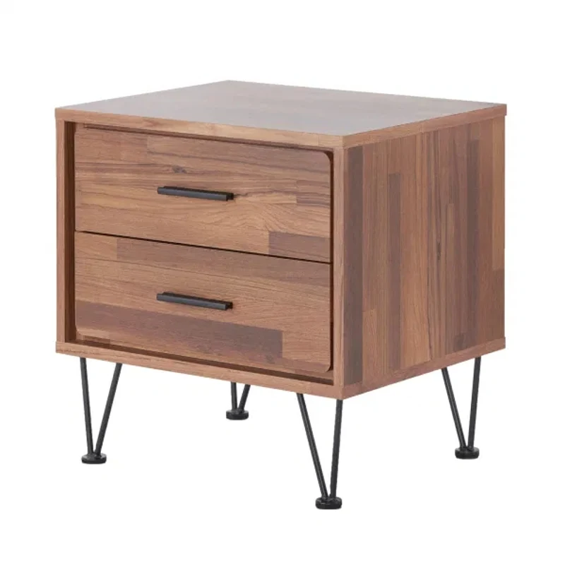 Walnut 2-Drawer Accent Table with Hairpin Legs Offer Practical Storage Solutions Maximizing Space Efficiency Indoor