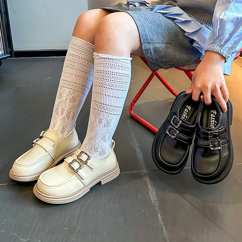 

Детская модная обувь из искусственной кожи, весенне-осенние новые черные повседневные студенческие туфли на мягкой подошве для девочек, школьные танцевальные лоферы принцессы на плоской подошве