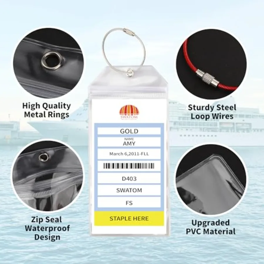 Cruise Luggage Tags for Suitcases 4 Sets Carnival, NCL, Princess and MSC Waterproof Clear Luggage Bag Tag Holders for 2025 and
