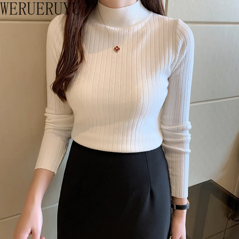 Long Sleeve Turtleneck Sweater Womens Autumn Winter Y2k Clothes Korean Fashion Casual Solid Color Knitted Women\'s Sweater 2024