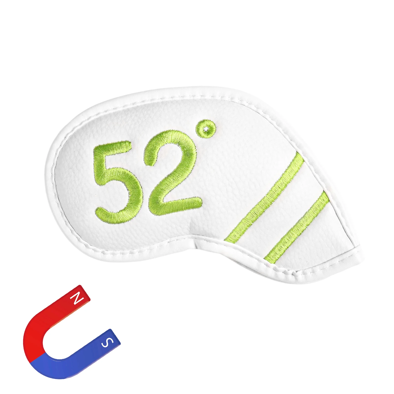 Magnetische golf ijzeren wedge headcovers, 1/8 verpakking, premium PU-leer met stijlvolle dubbelzijdige kleurrijke borduurwerklabel