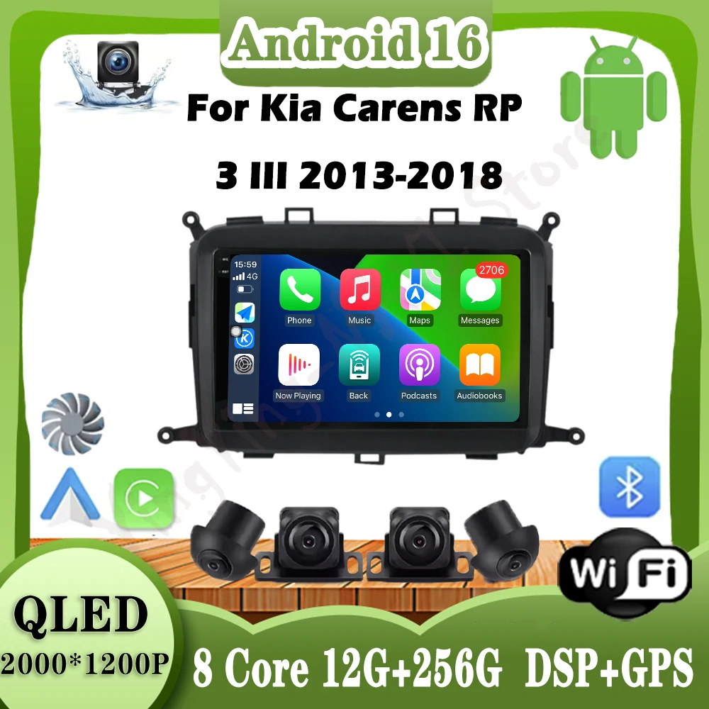 أندرويد 16 السيارات لكيا كارينز RP 3 III 2013-2018 راديو السيارة مشغل وسائط متعددة نظام تحديد المواقع والملاحة WlFl اللاسلكية Carplay BT