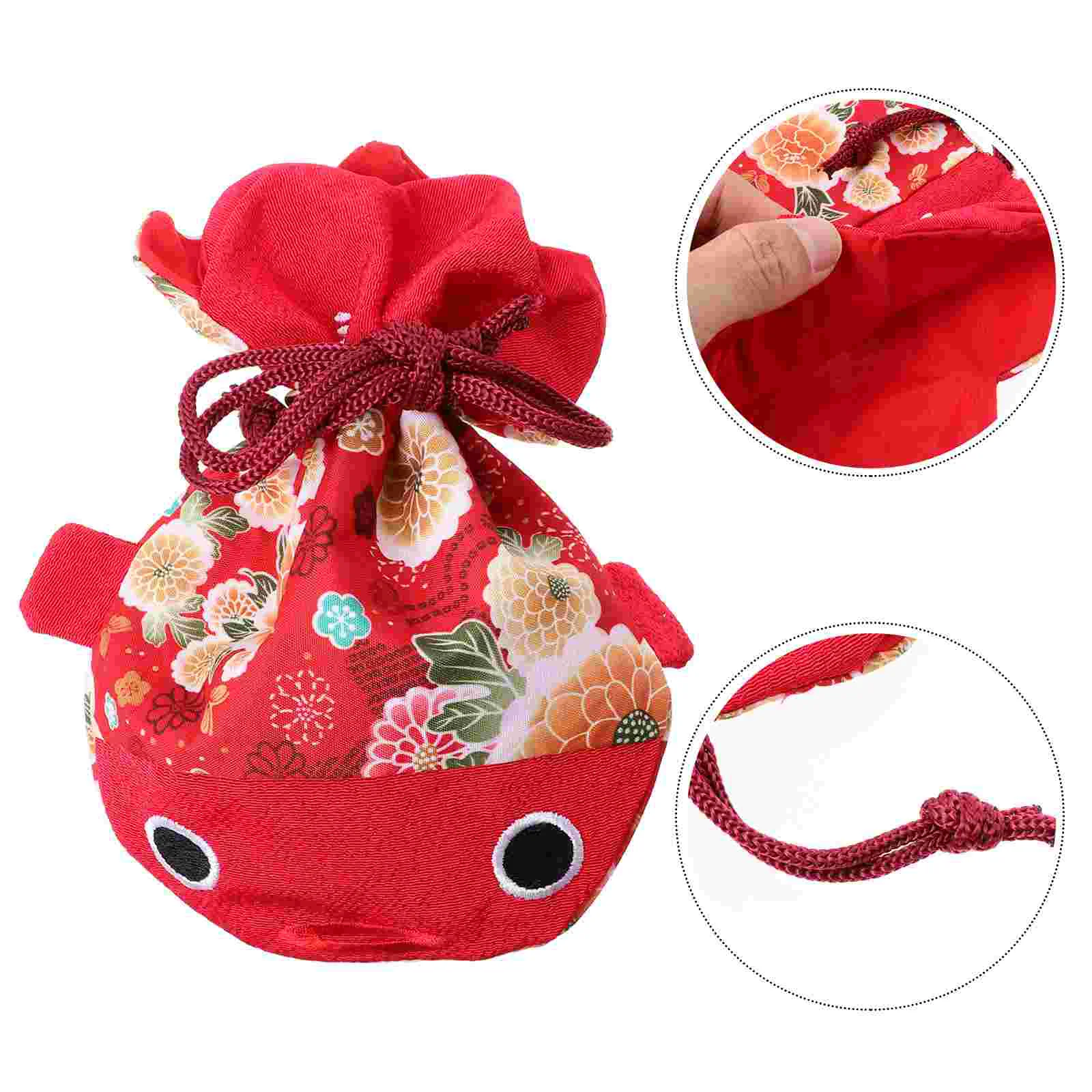 Candy Box Goldfish Drawstring Pouch Brocade Bag Animal Japanese Purse Style Cloth Pattern