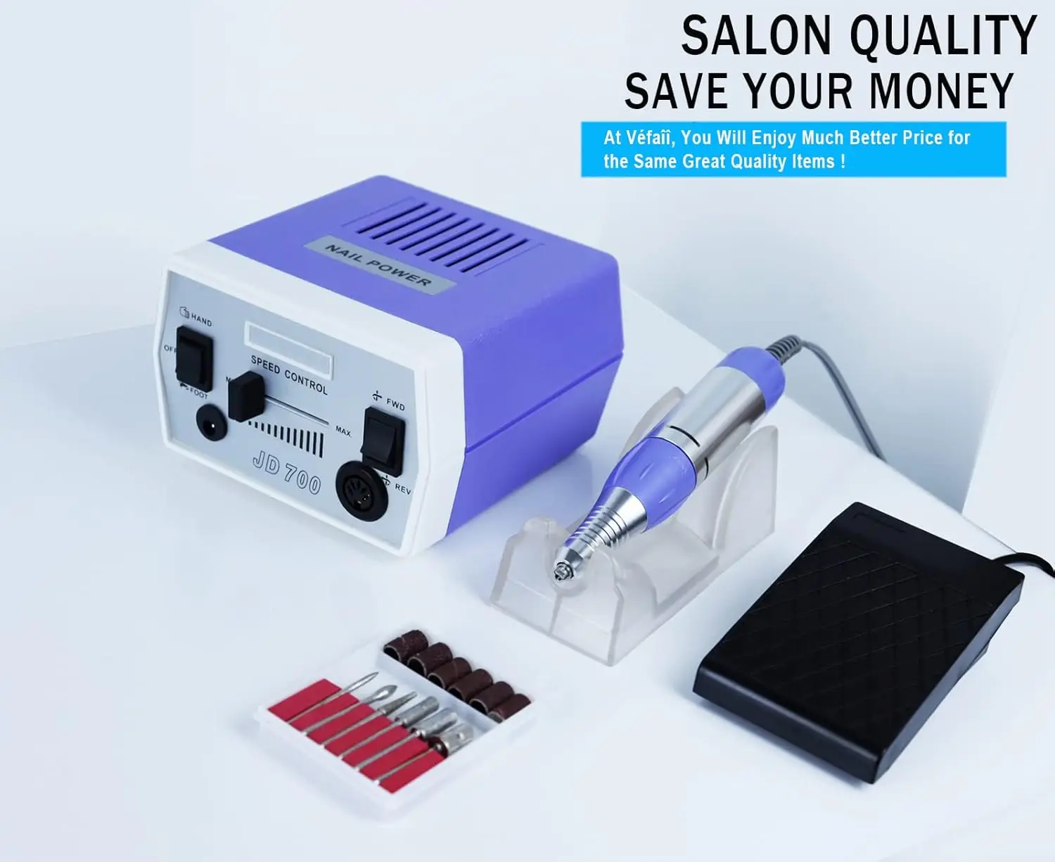 Professional Electric Nail Drill File 30000RPM Manicure Tool for Acrylic Nails Gel Polish Removal with Foot Pedal