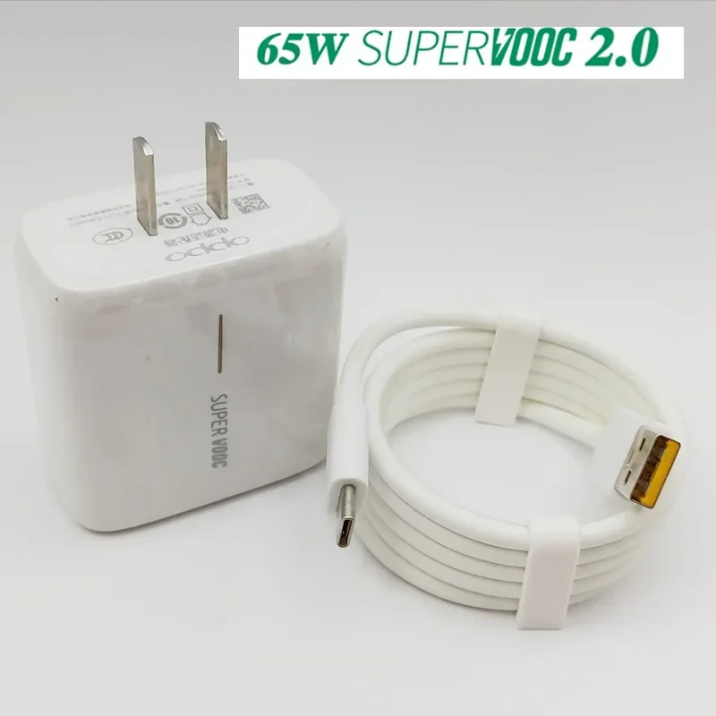 EU/US For OPPO Supervooc 65W Fast Charger Supervooc 2.0 Adapter 6.5A Type C Cable for For Find X2 Pro Reno6 Reno5 ACE 2 X20 Pro