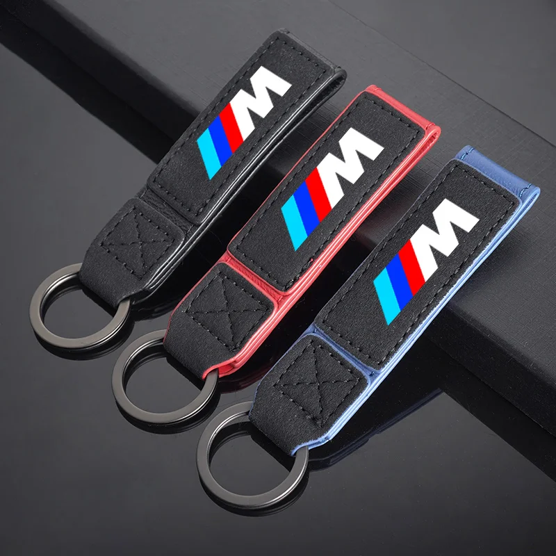 ل BMW M X1 X2 X3 X5 X6 E46 E39 E90 E36E60 E34 E30 F30 G20 شعار السيارة المفاتيح جلد الغزال كيرينغ قلادة هدايا اكسسوارات