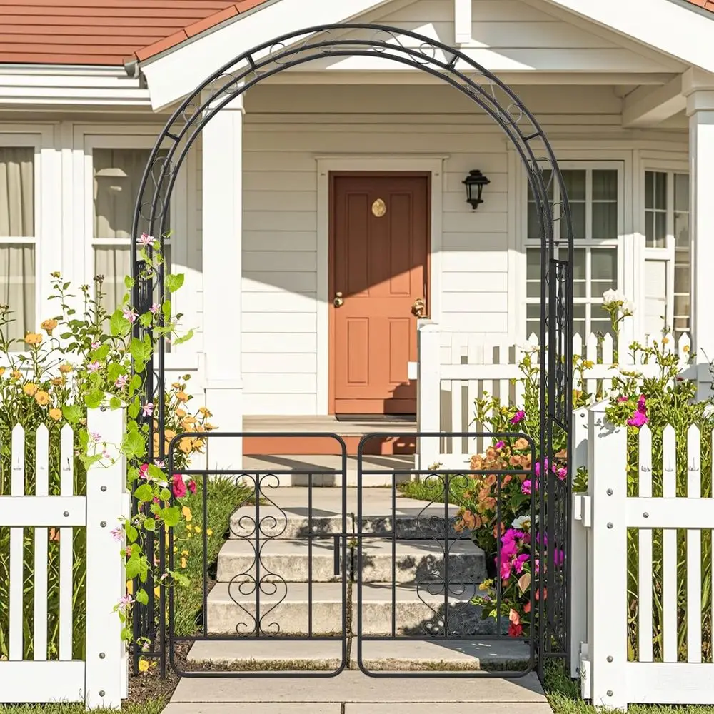84 Outdoor Garden Archway with Lockable Gate for Climbing Plants, Ideal for Pergola, Patio, and Wedding Ceremony Decor