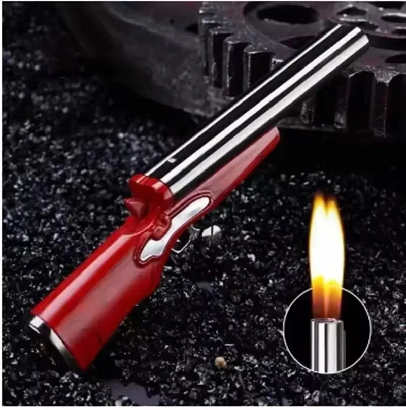 Portable Gun Lighter Windproof Pendant Outdoor Metal Spray Blue Flame Torch Inflatable Lighter Cigarette Accessories Men's Gift