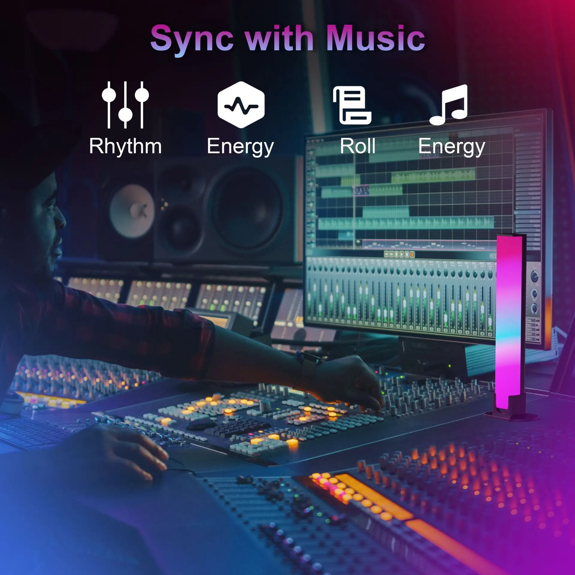 أضواء عيد الميلاد مع صوت الموسيقى التحكم الصوتي التطبيق الذكي لاقط أضواء إيقاع LED الموسيقى الذكية ميلودي ضوء لمكتب غرفة الألعاب #3