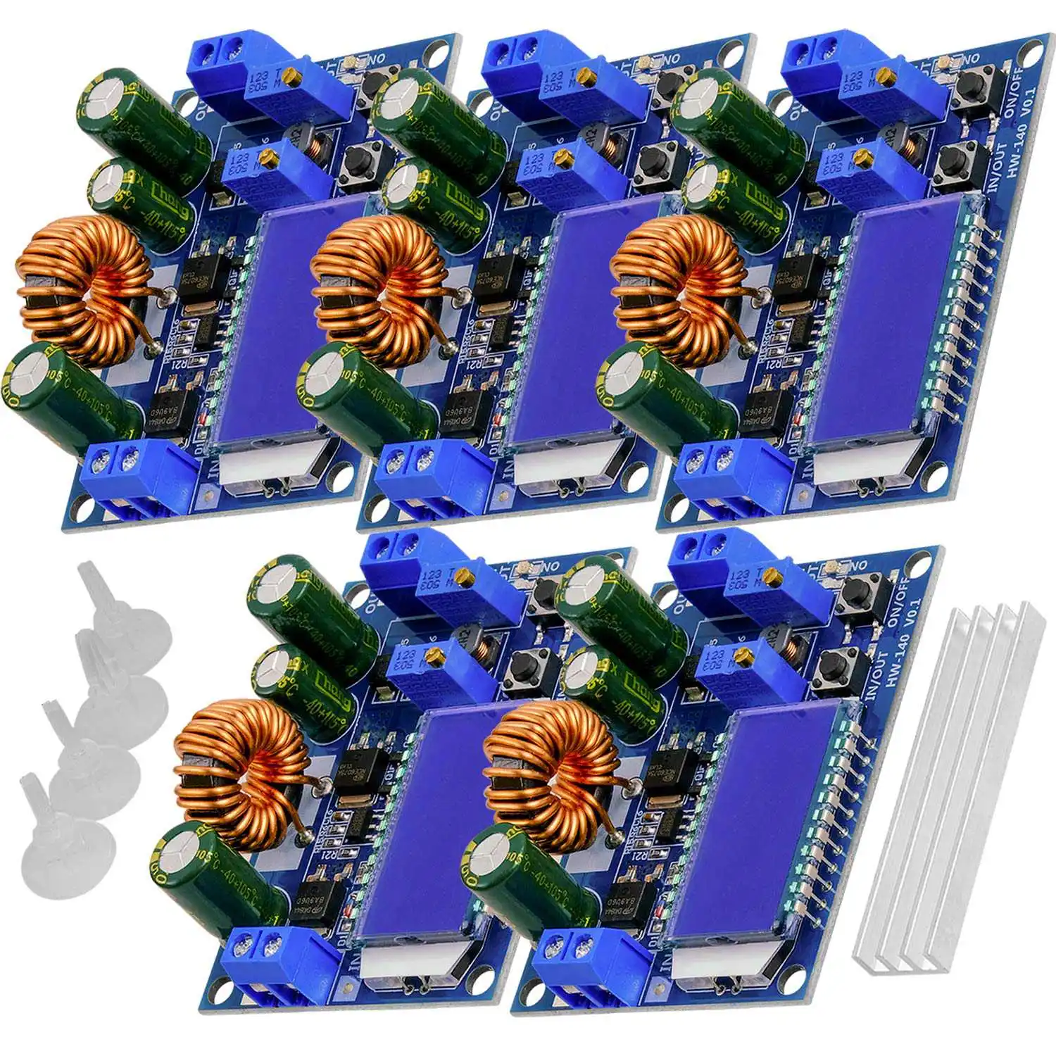 A85P 5 x HW-140 DC-DC Buck Boost Power Converter Automatic Step Up/Down, Volt and Amp Meter LCD Display, Voltage Converter