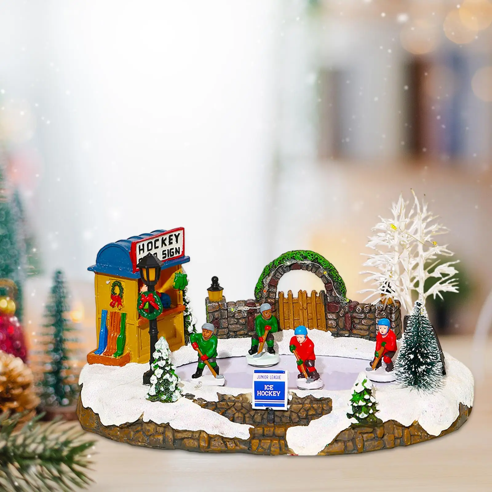 light-up-xmas-village-tabletop-hockey-for-xmas-party-holiday-table