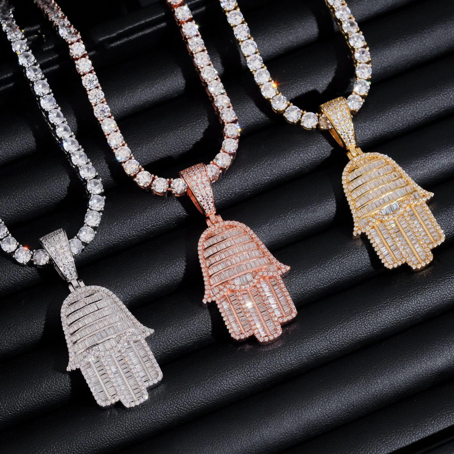 

Ожерелье с подвеской в виде руки Хамса, очаровательные ювелирные изделия в стиле хип-хоп, Vvs, муассанит, стерлинговое серебро 925 пробы, сертификат Gra