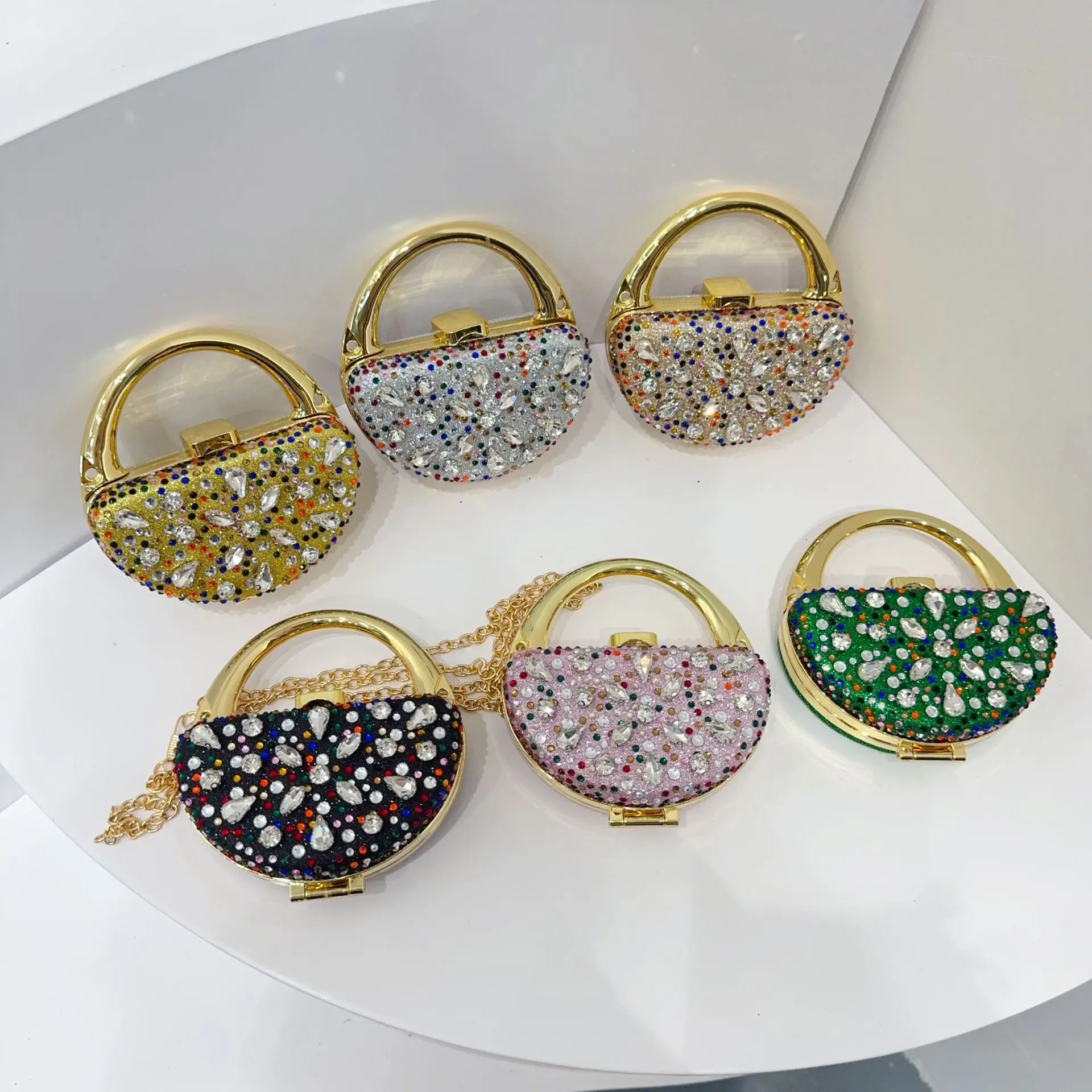 Mini Diamond-Encrusted High-End Fashion Women's Handheld Chain Creative Diamond-Encrusted Evening Bag