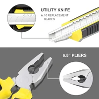Ensemble d'outils à main pour la maison, kit d'outils à main généraux avec boîte de rangement en plastique, utilisé pour la réparation automobile et la réparation domestique. 4
