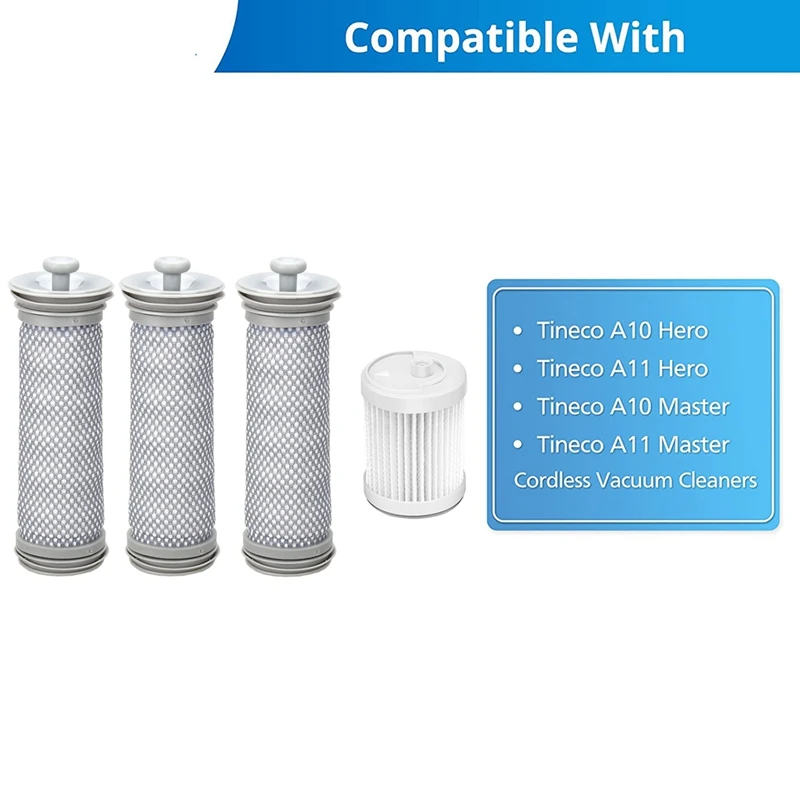 Replacement Filter For Tineco A10 Hero/Master, A11 Hero/Master PURE ONE S12 Cordless Vacuum Post Filters & Hepa Filter