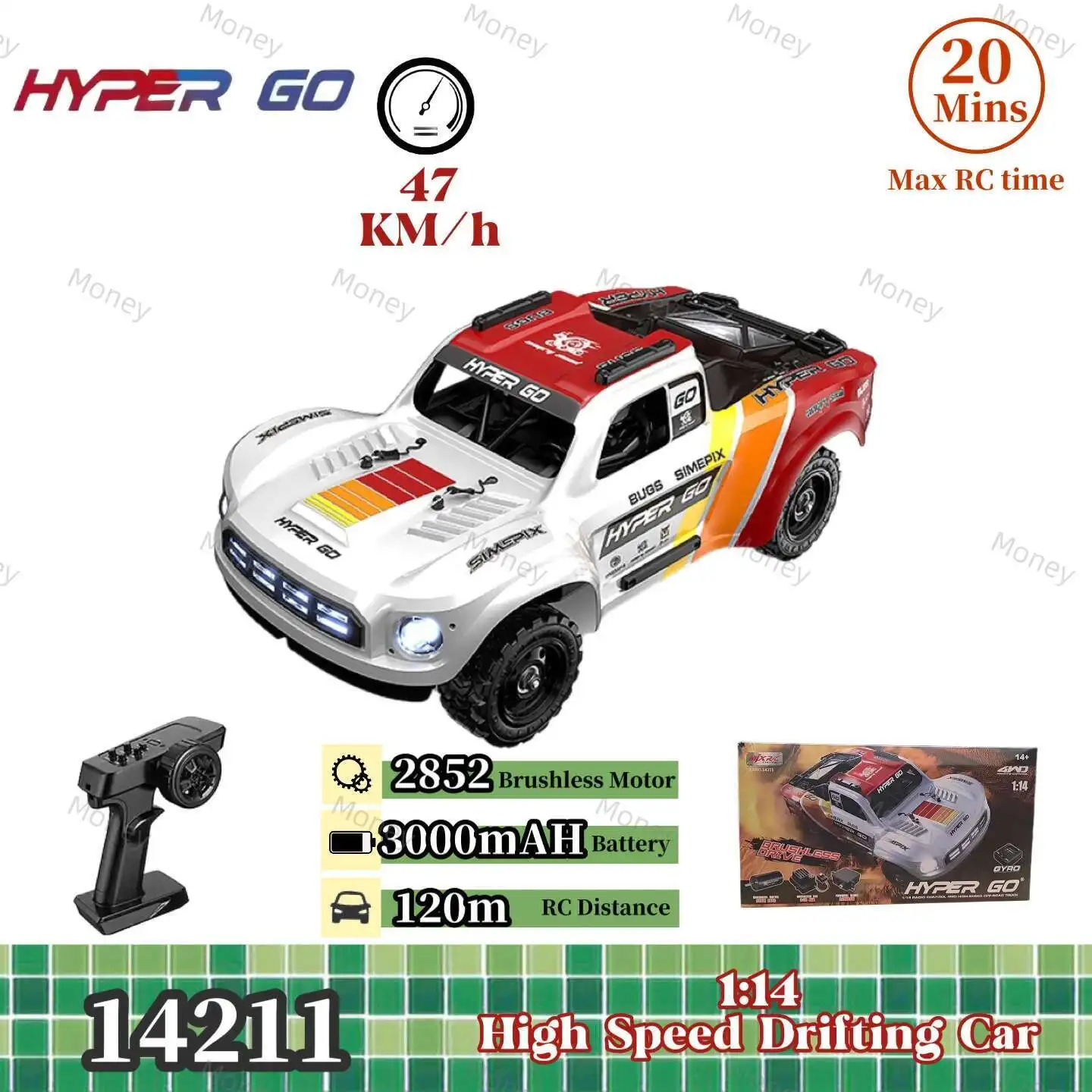 

MJX HYPER GO 1:14 14209 14210 14211 Гоночный автомобиль Короткий грузовик 2852 Бесщеточный двигатель Большая нога 47 км/ч Игрушечный автомобиль с дистанционным управлением