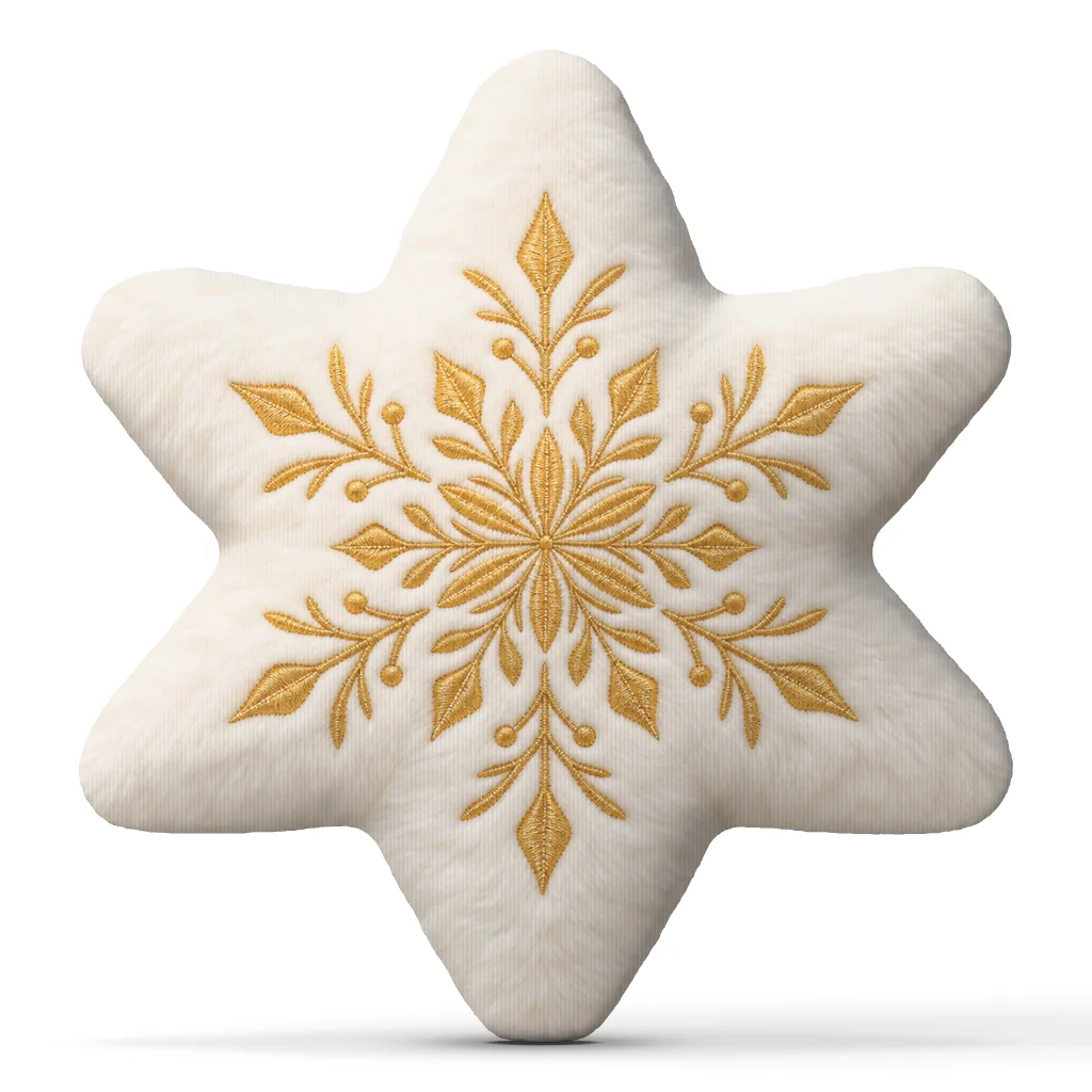 Gold Snowflake Star Shaped Throw Pillow Winter Stuffed Decorative Cushion Christmas Sofa Accent for Holiday Home Decor Gift