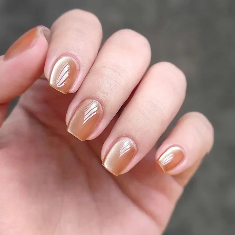 24 unids/30 unids/set uñas postizas para mujeres ojos de gato puntas de uñas francesas color púrpura rojo verde marrón faux ongles prensa en uñas postizas