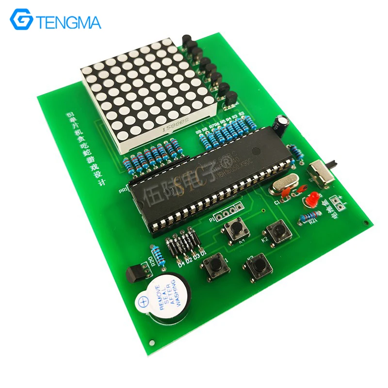 Gluttonous Snake Game Machine Welding Kit Placa de Circuito Fazendo DIY Habilidades Eletrônicas C51 Único Chip Computer Training Component